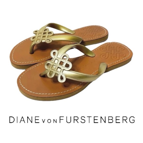 Diane Von Furstenberg Shoes - DIANE von FURSTENBERG | DVF Women's "Lush" love knot flip-flops Leather Insole
